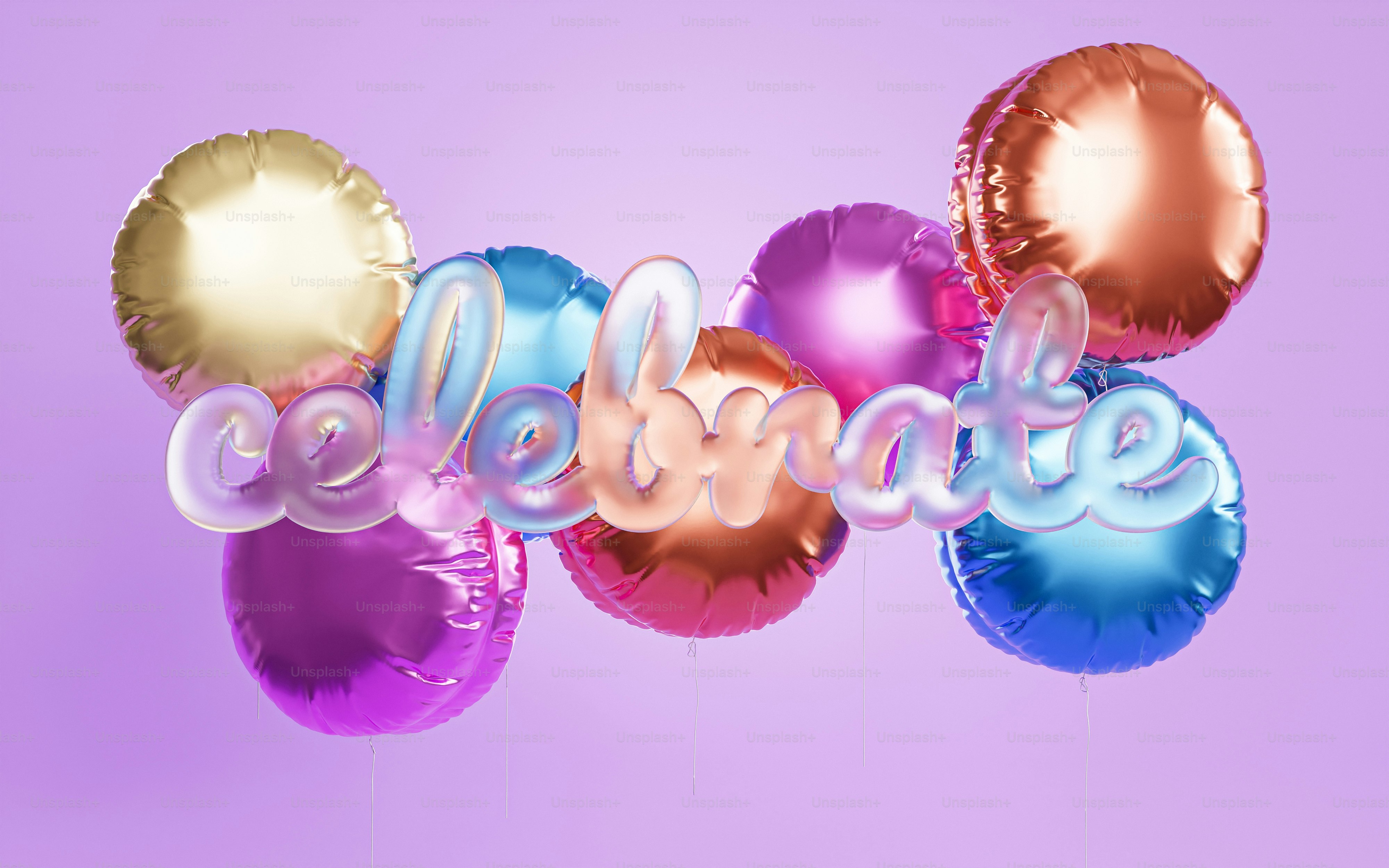 a bunch of balloons that say welcome