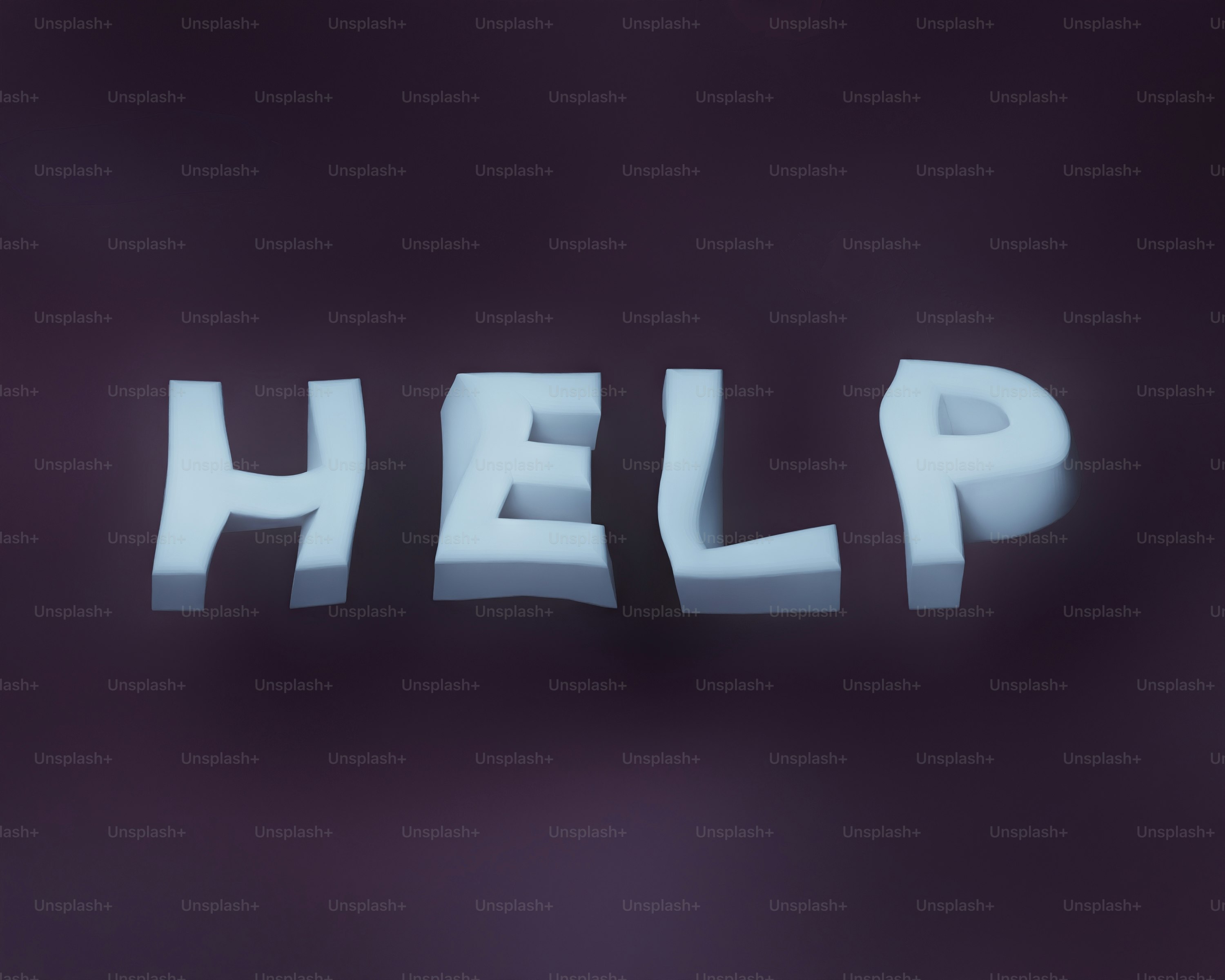 the word help is made up of white letters