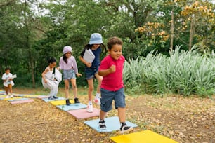 a group of children playing a game of mini golf