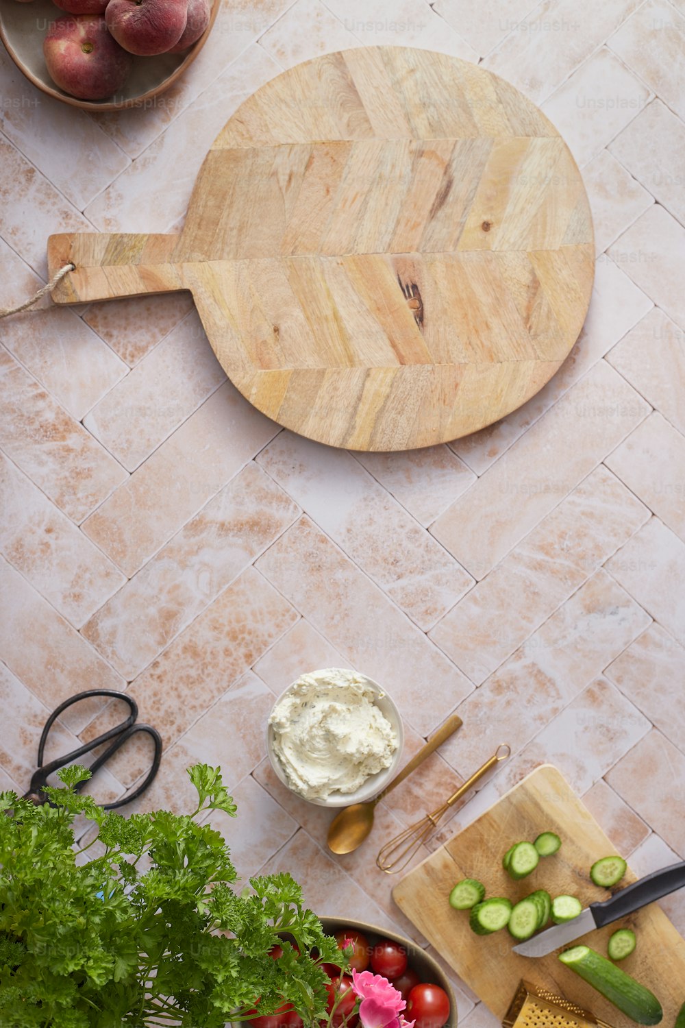 a wooden cutting board sitting on top of a table