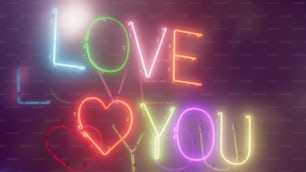 Un letrero de neón que dice Love You