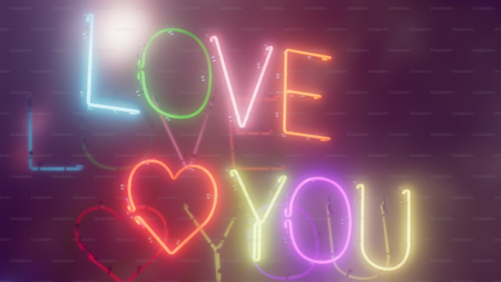eine Leuchtreklame mit der Aufschrift "Liebe dich"