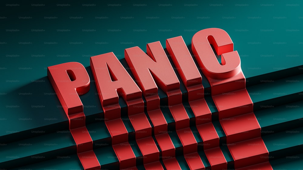 Una palabra roja que dice pánico sobre un fondo verde