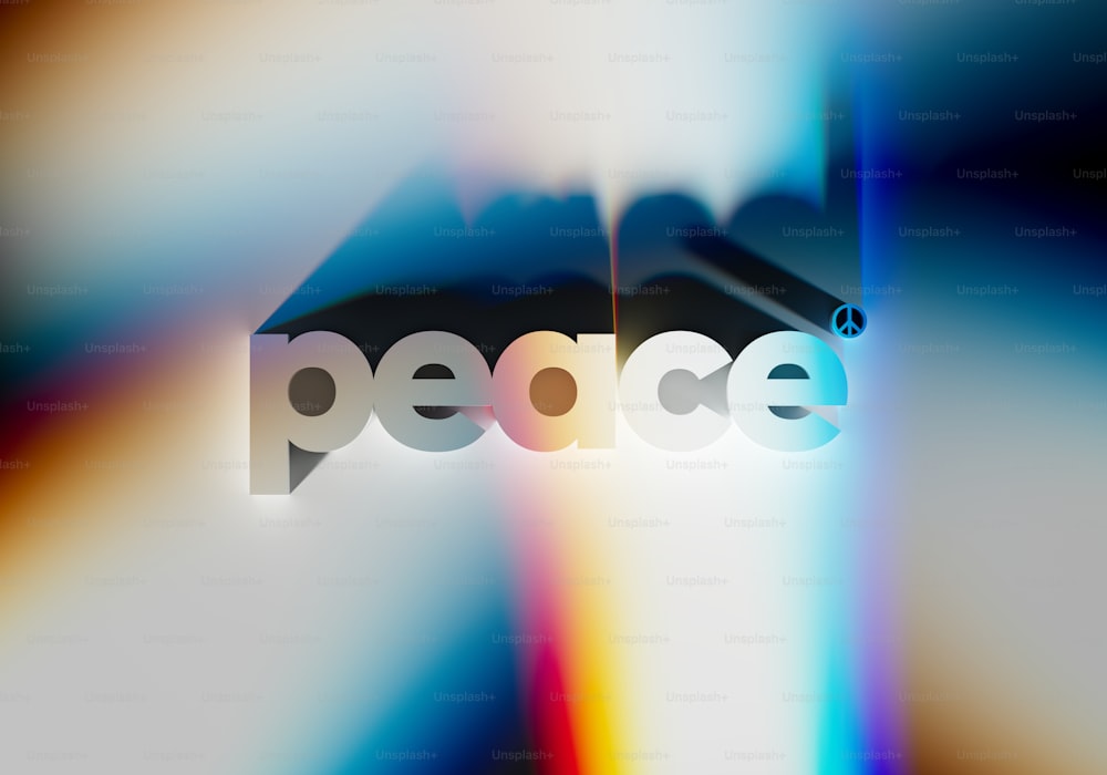 a blurry image of a book with the word peace on it
