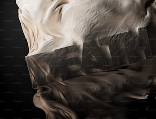 a black and white photo of a bed with sheets on it