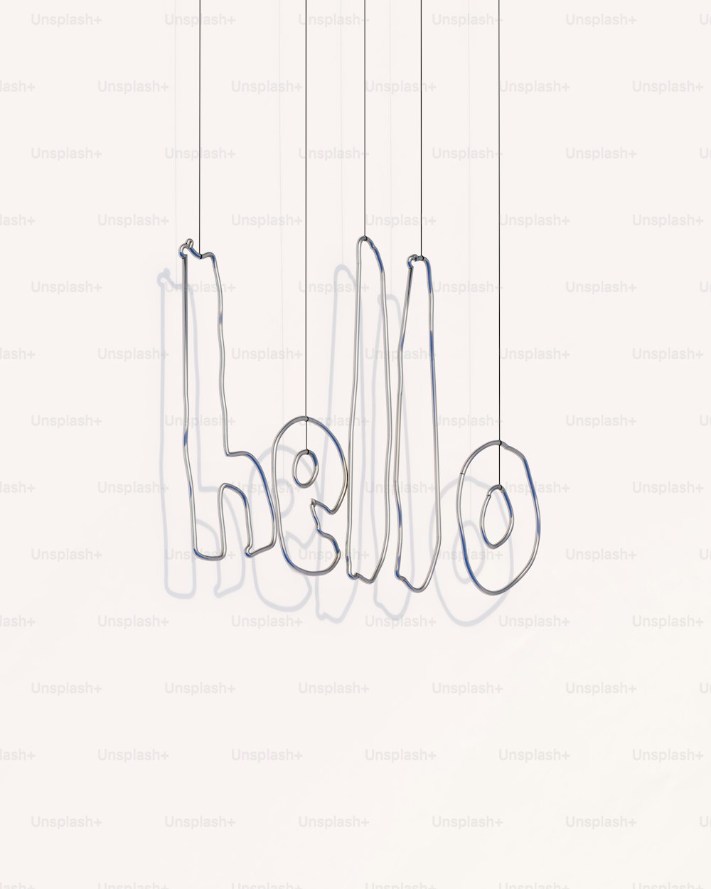 a drawing of a group of letters hanging from strings
