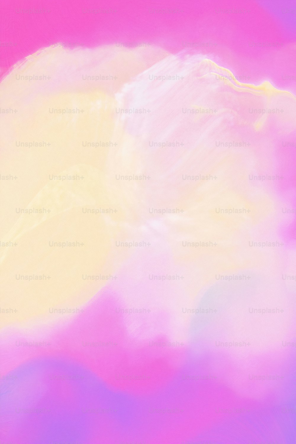 ein Gemälde einer rosa-gelben Wolke