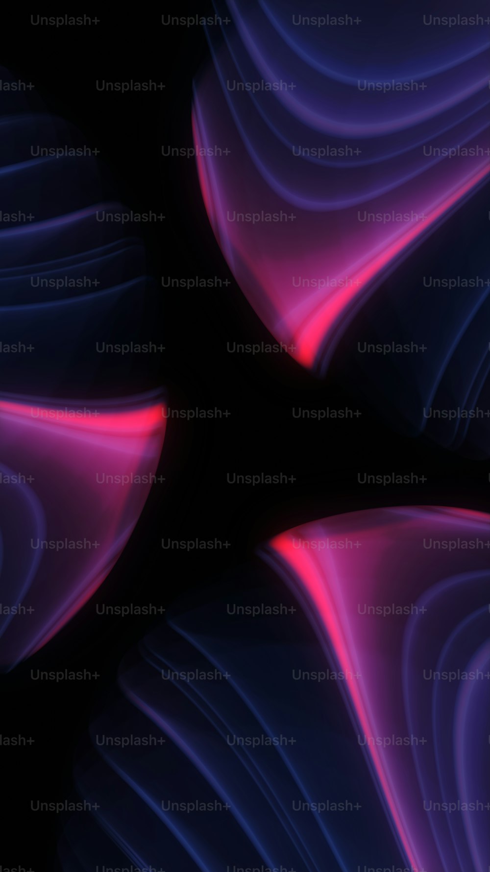 a black background with purple and red shapes