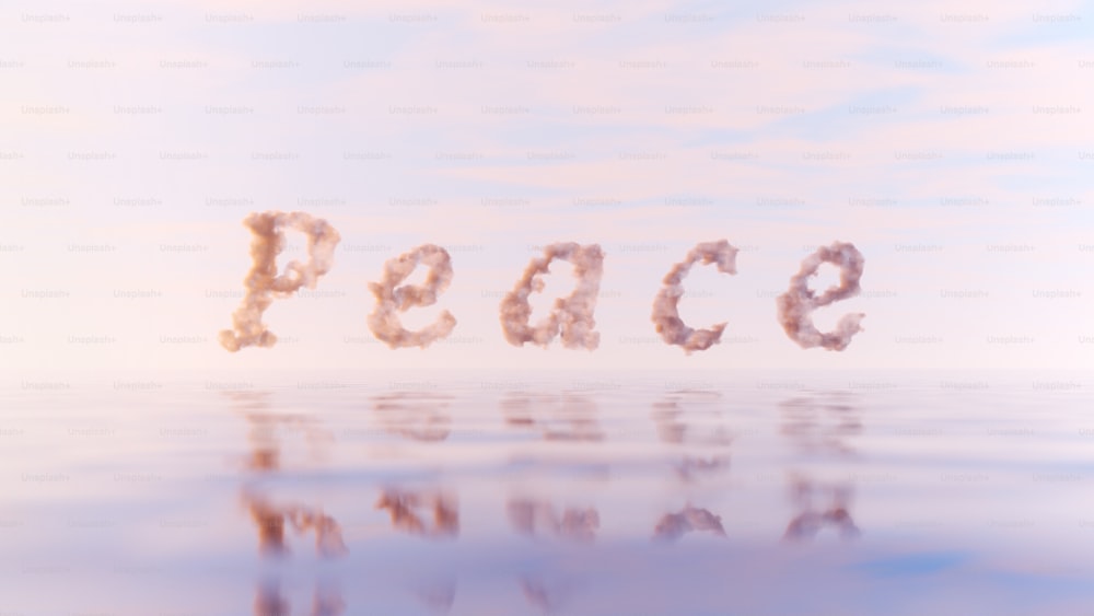 A palavra paz é feita de letras flutuando na água
