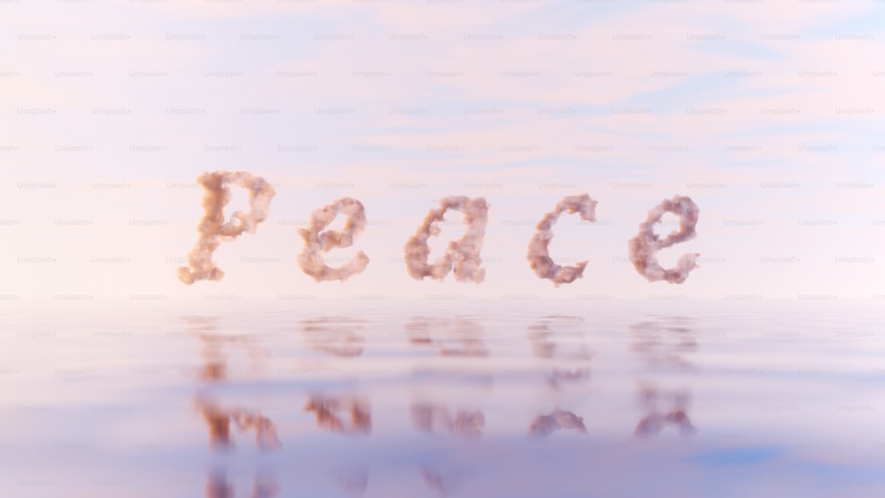 the word peace is made of letters floating in the water