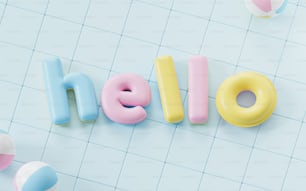 Das Wort "Hallo" in Pastellfarben buchstabiert