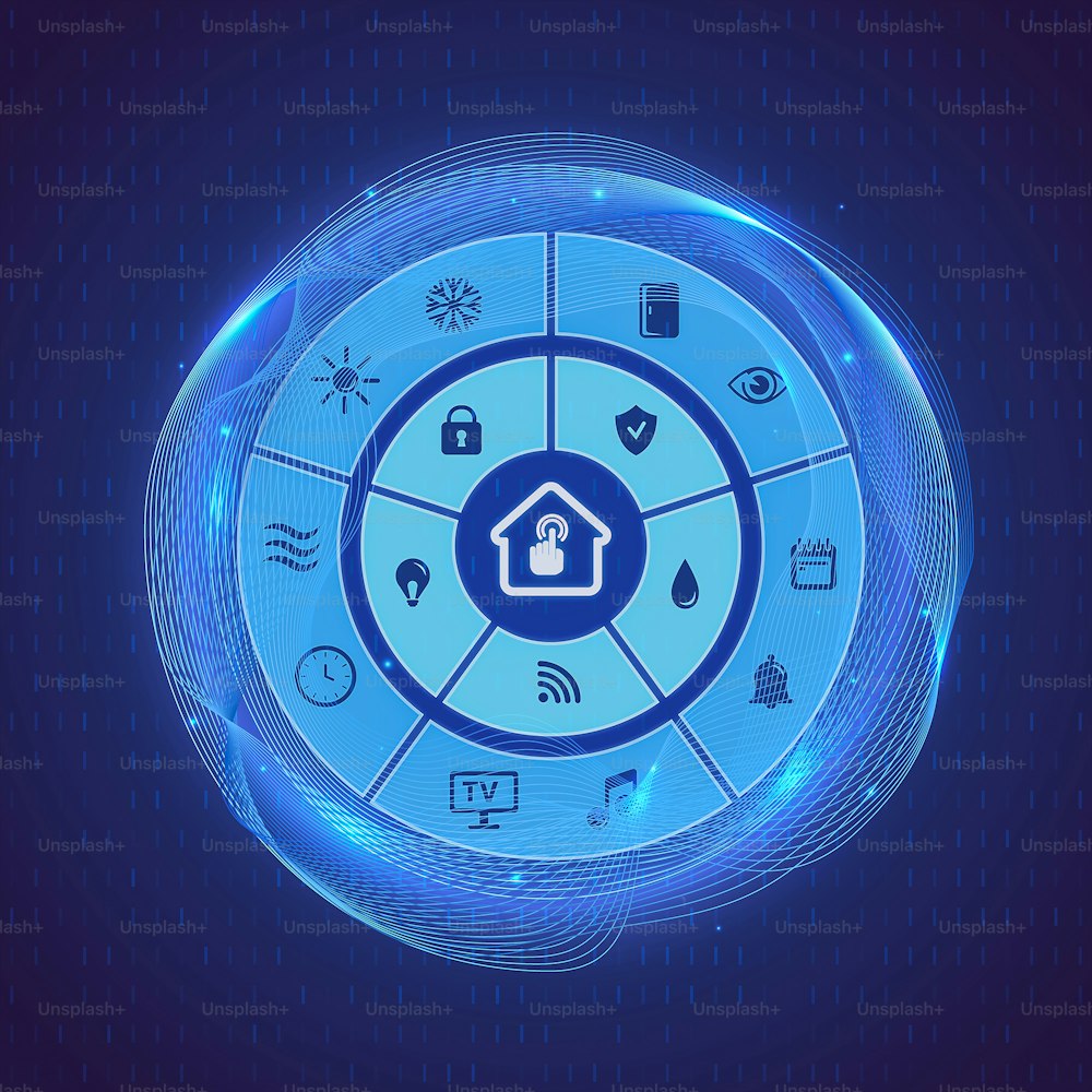 un círculo azul con iconos