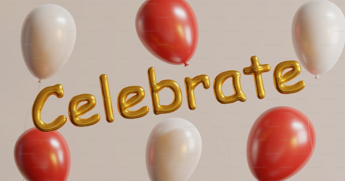 A group of balloons that say celebrate photo – 3d typography Image on ...