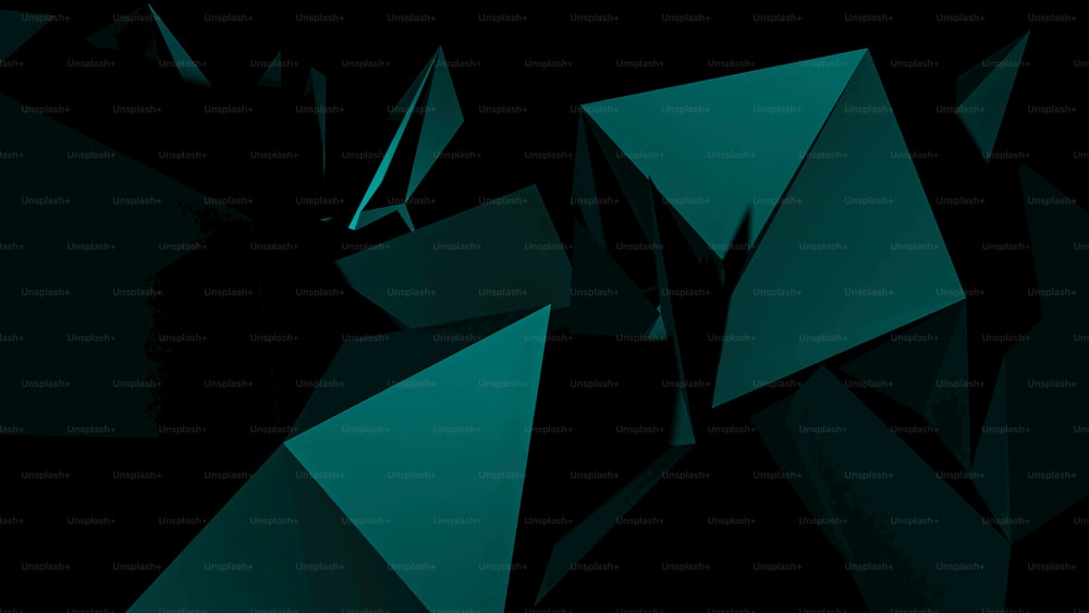 a black and green abstract background with triangles