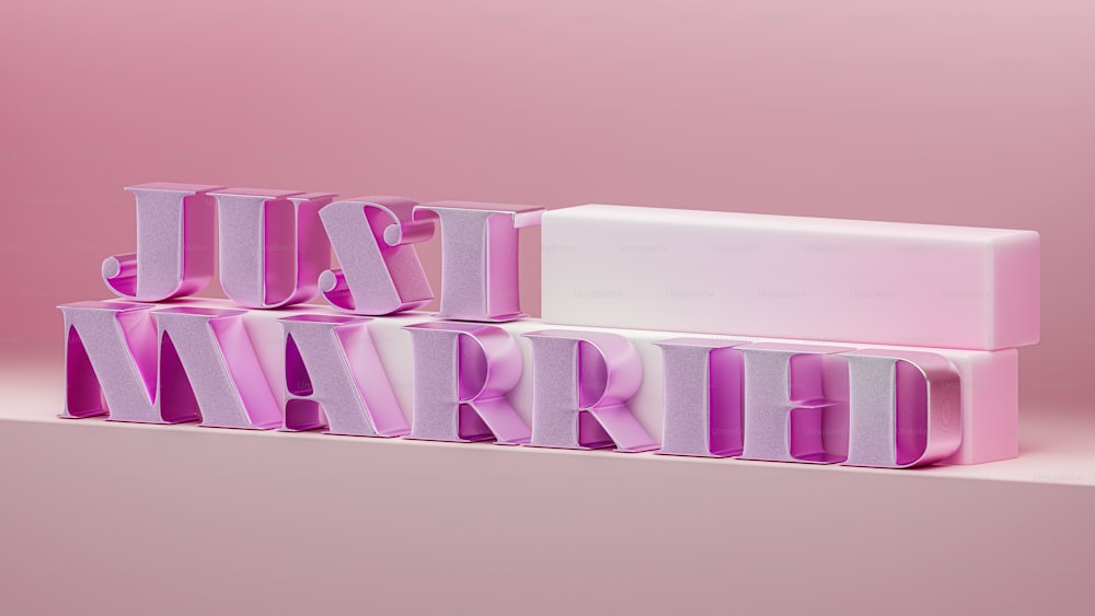 the word just married spelled out of letters
