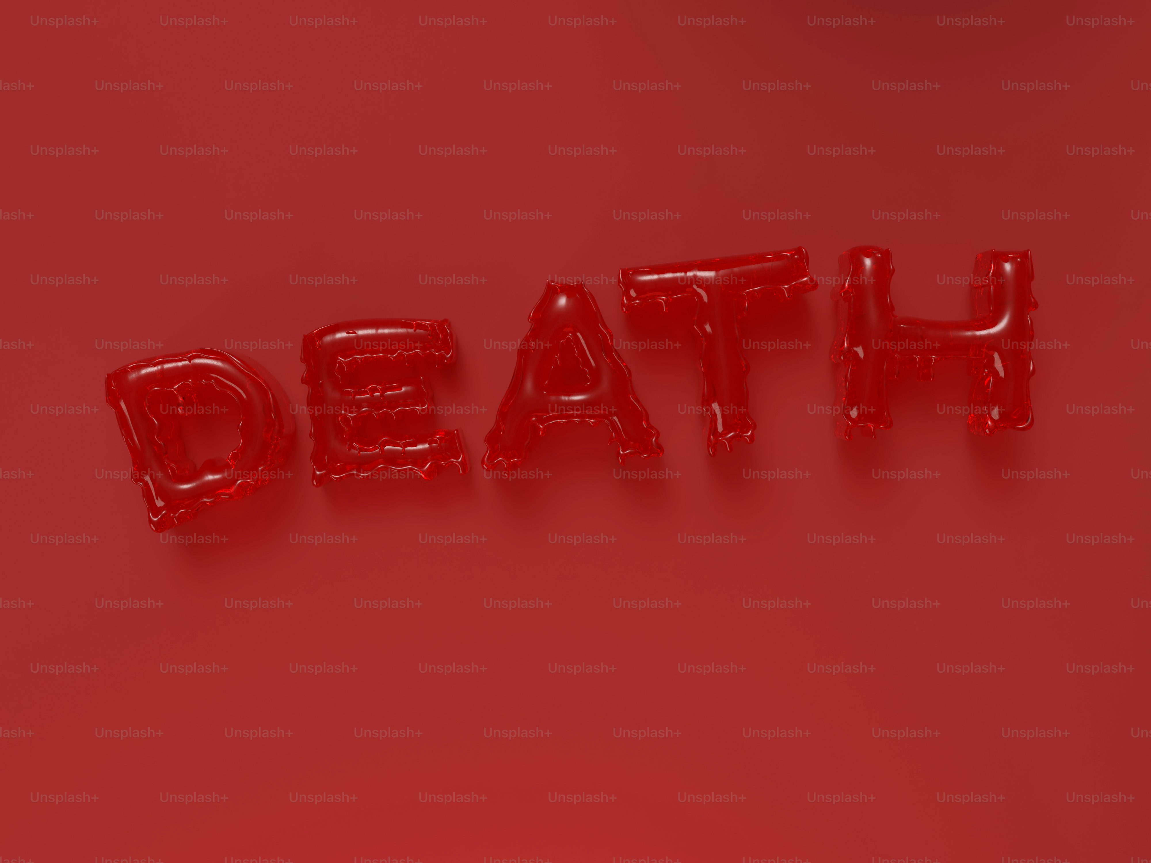 a red background with the word death spelled out