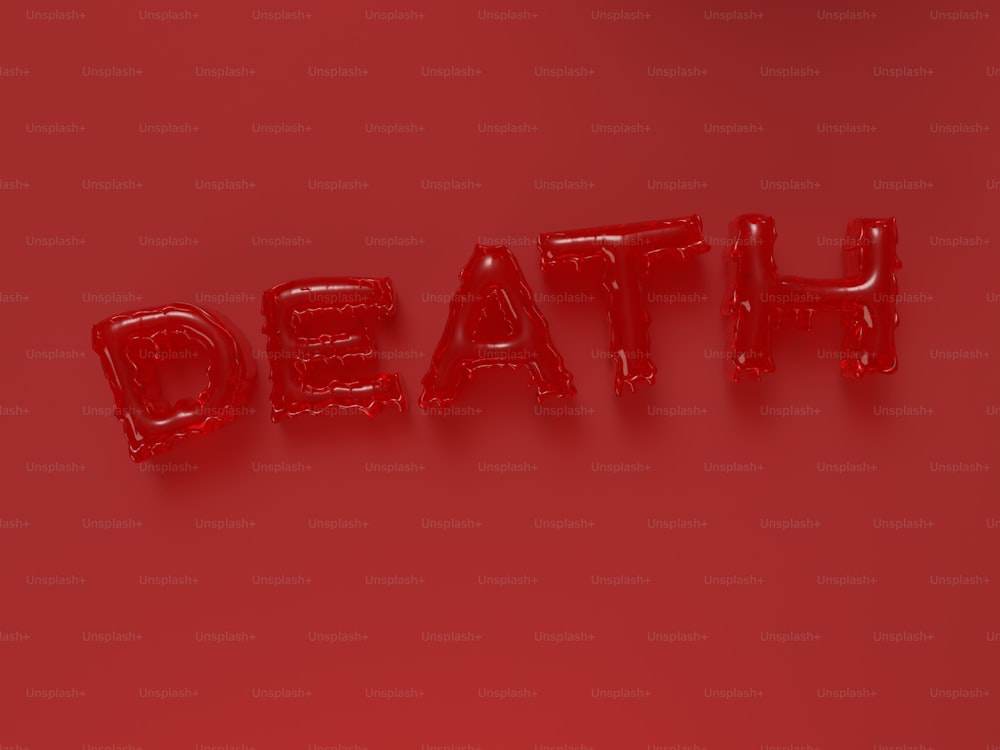 a red background with the word death spelled out