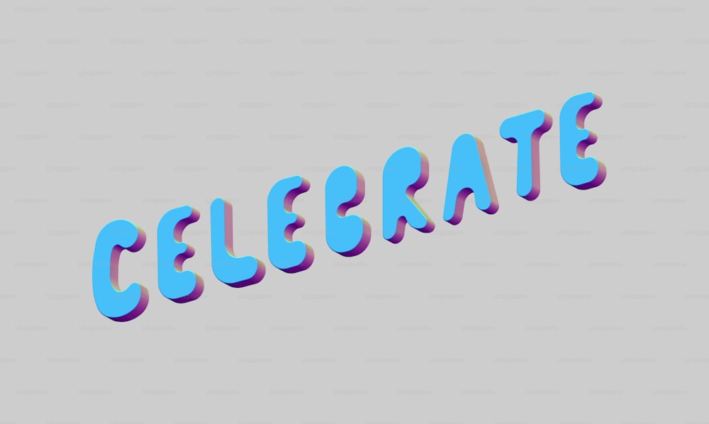 the word celebrate is made up of blue letters