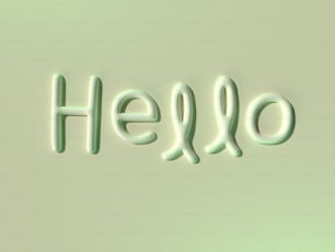 緑の背景で綴られたhelloという単語