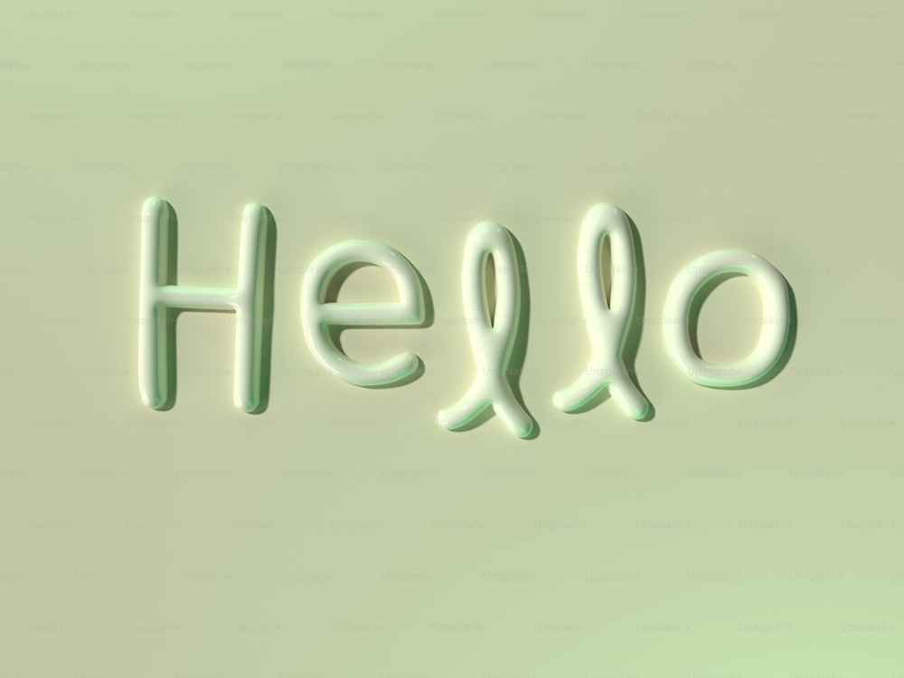 Das Wort hello buchstabiert mit grünem Hintergrund