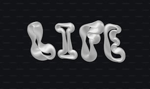 a black and white photo of the word life