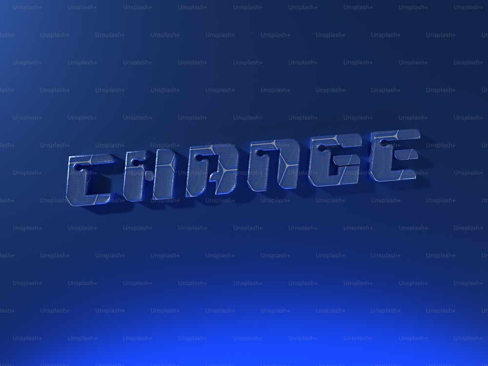 青い背景に change という単語が��中央に表示されます。