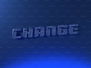 青い背景に change という単語が中央に表示されます。