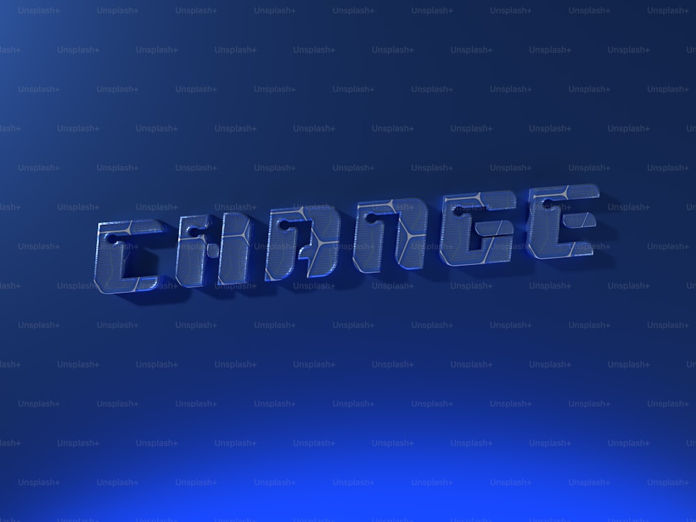 a blue background with the word change in the middle