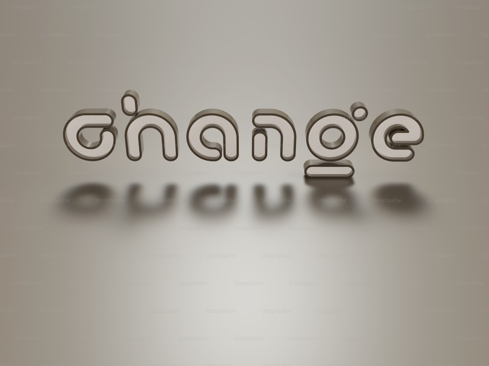 A palavra mudança é composta de letras prateadas
