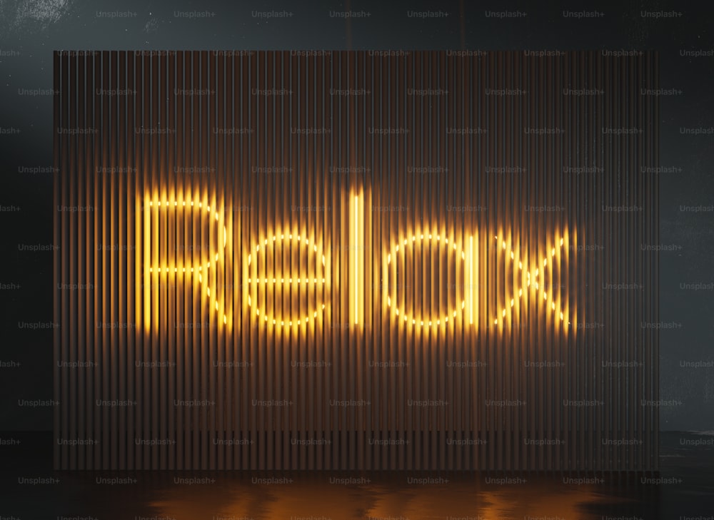 a neon sign that reads relax on a wall