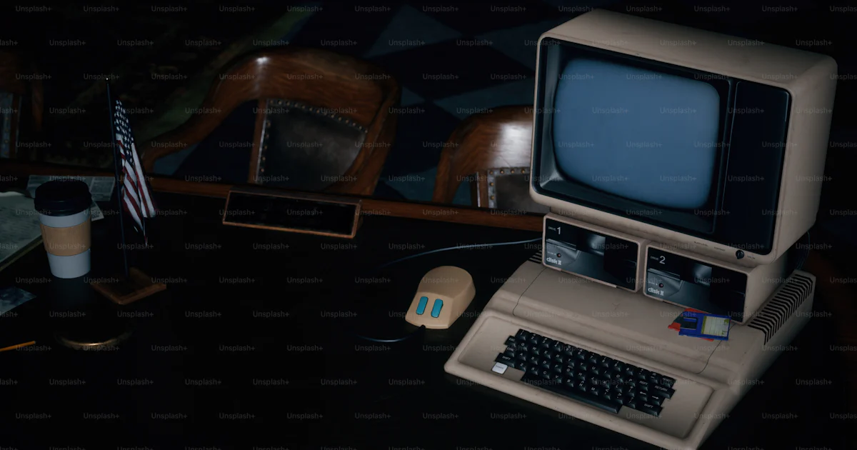 Ein alter Computer, der auf einem Schreibtisch sitzt Foto – Bild zum ...