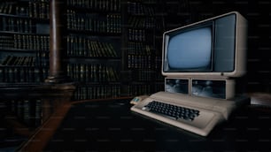 책상 위에 놓여 있는 컴퓨터