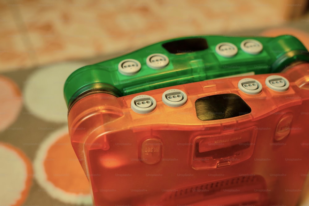 a close up of a plastic container with buttons on it