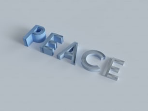 Le mot paix fait de lettres métalliques