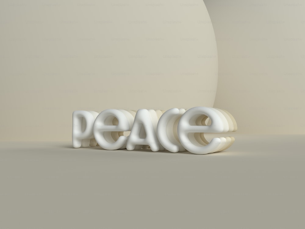 Le mot paix épelé en lettres plastiques