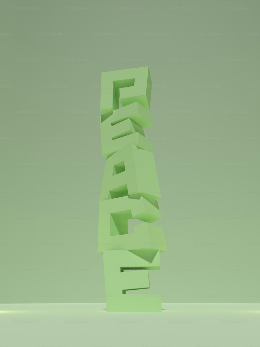 a green object with the word love spelled out of it