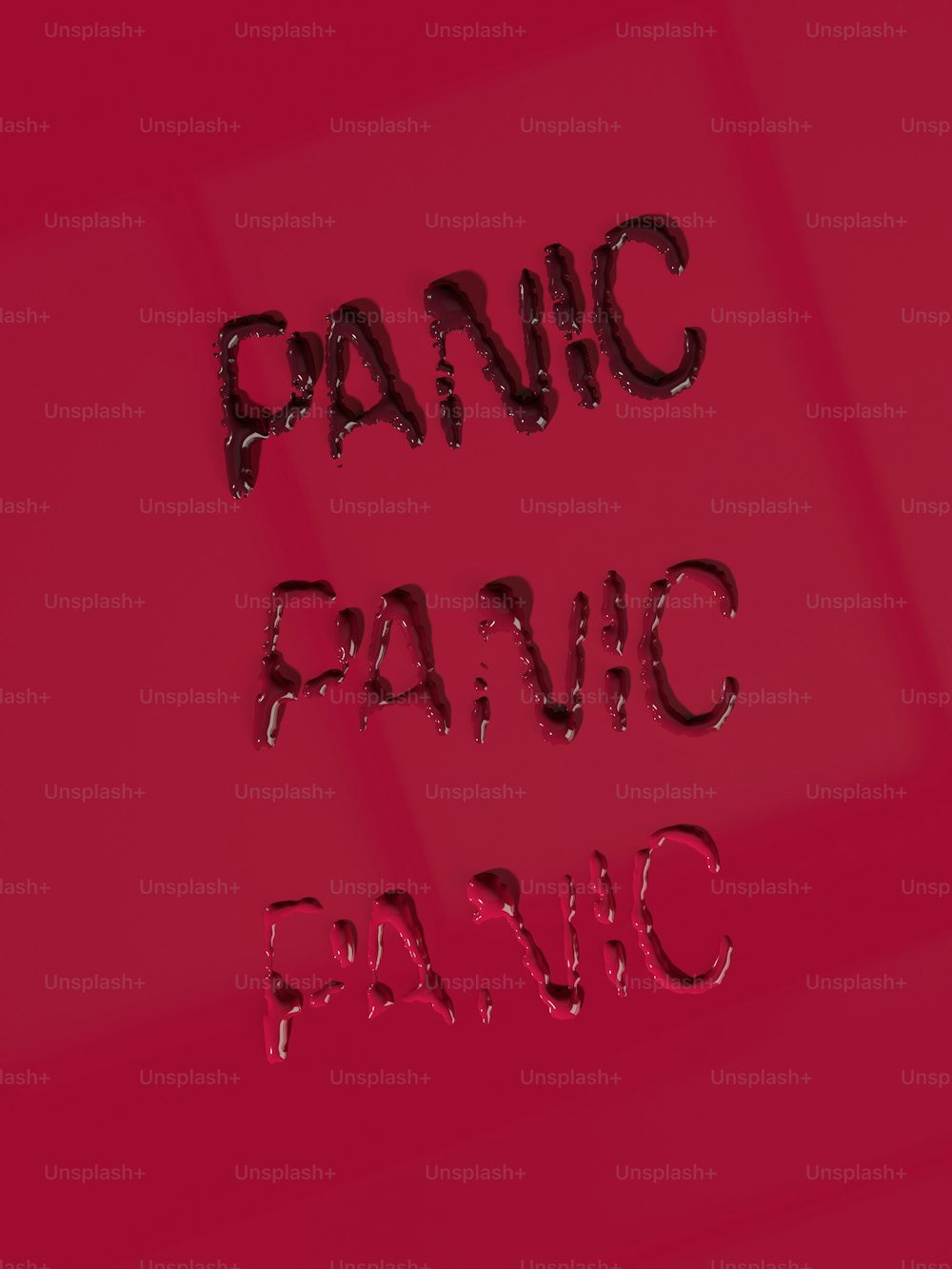 the words panic are written on a red background