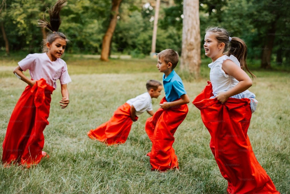 un groupe de jeunes enfants jouant dans un champ