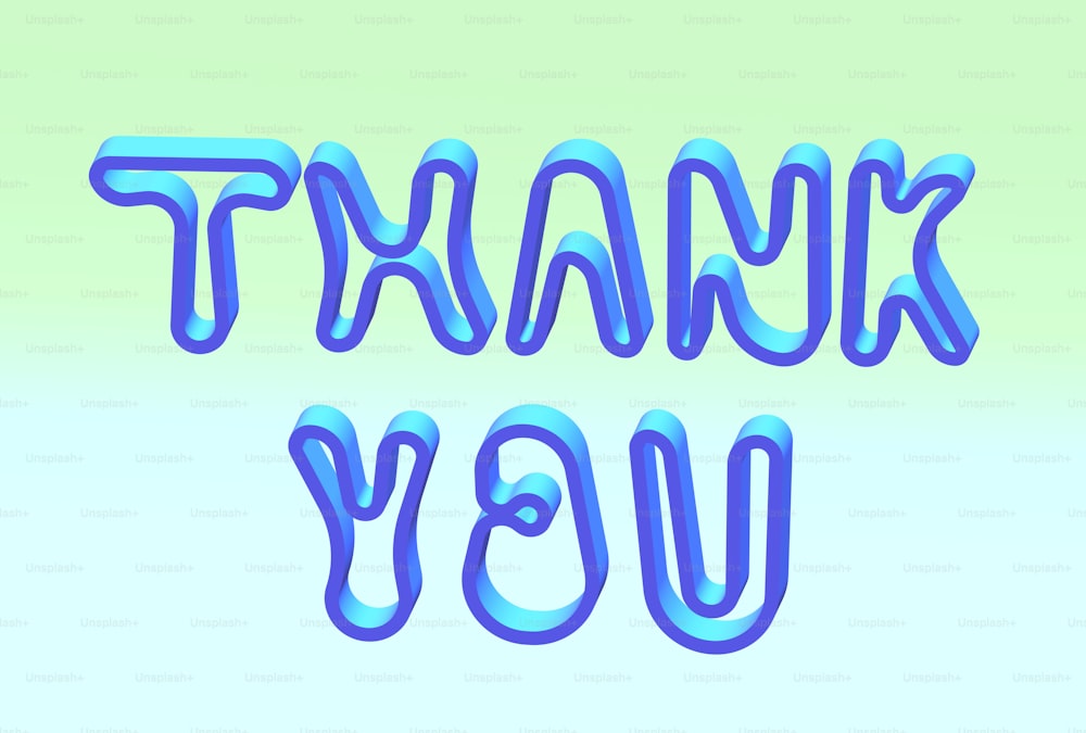 a blue 3d font that says thank you