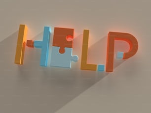 the word help is made out of puzzle pieces