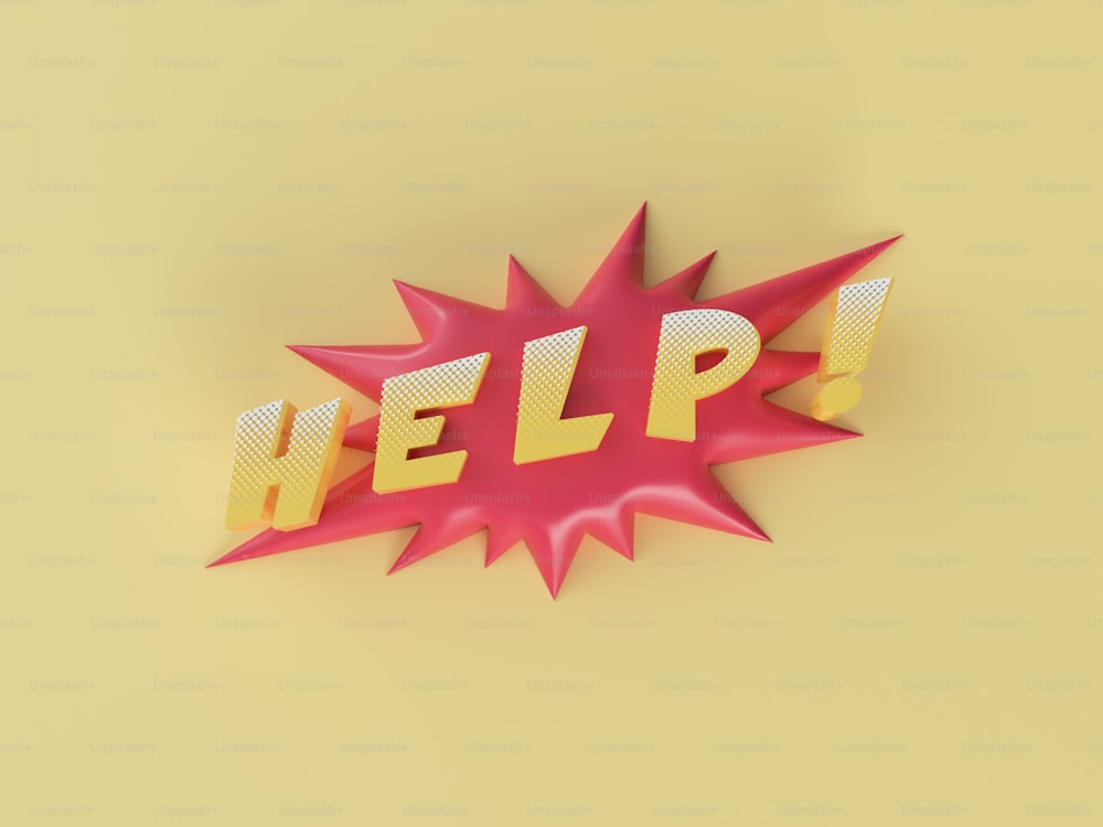 a red and yellow sign that says help