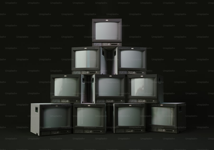 stacked televisions