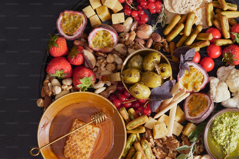 a platter filled with different types of food