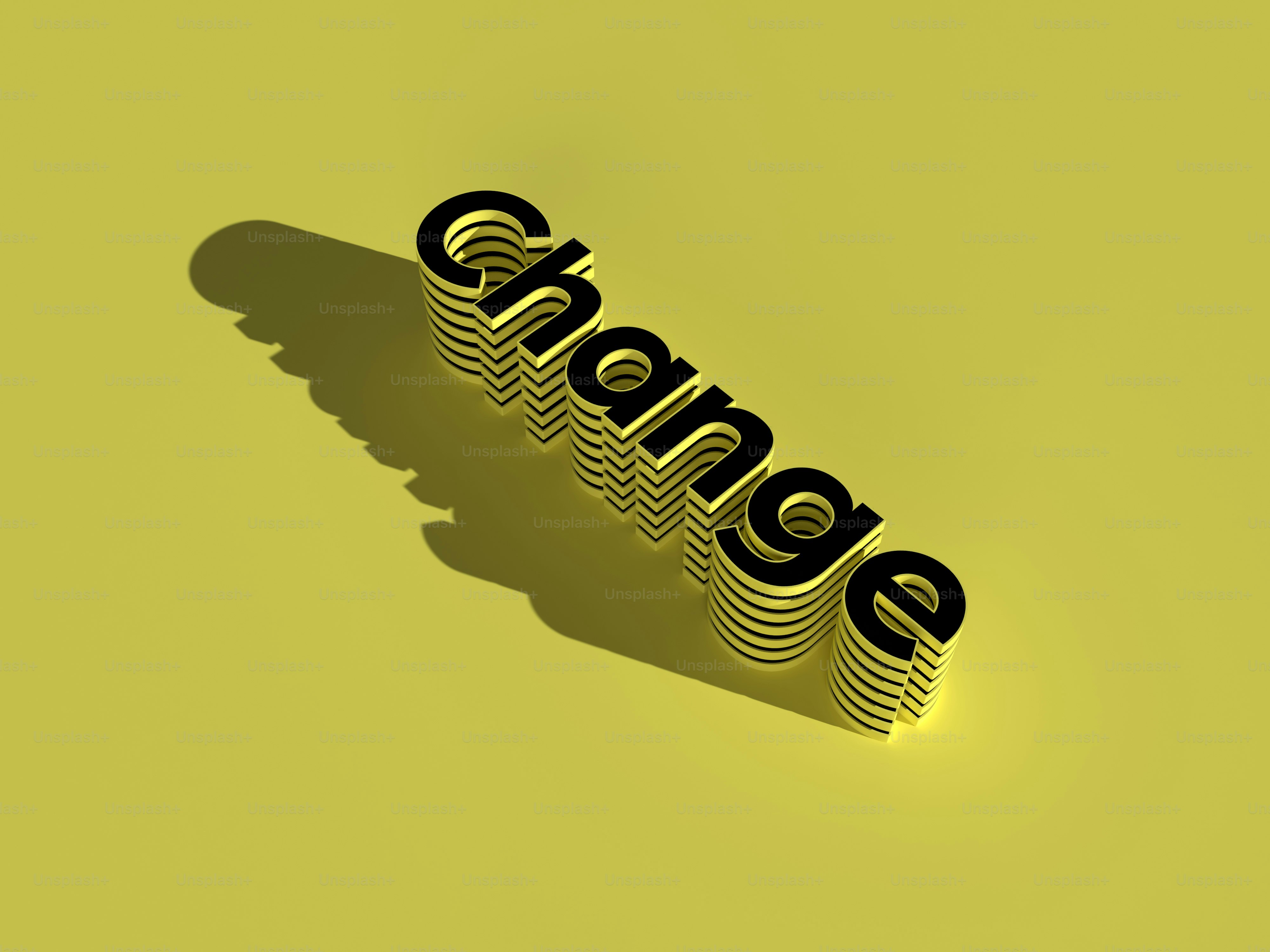 a yellow background with a shadow of the word change