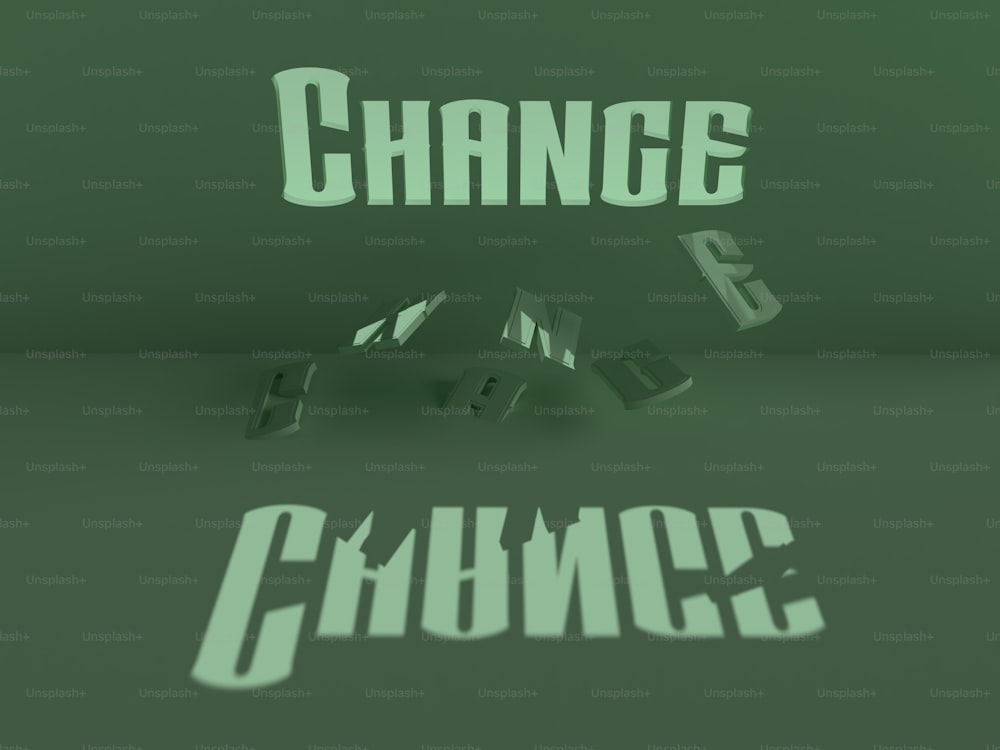 a green background with the words change and chance
