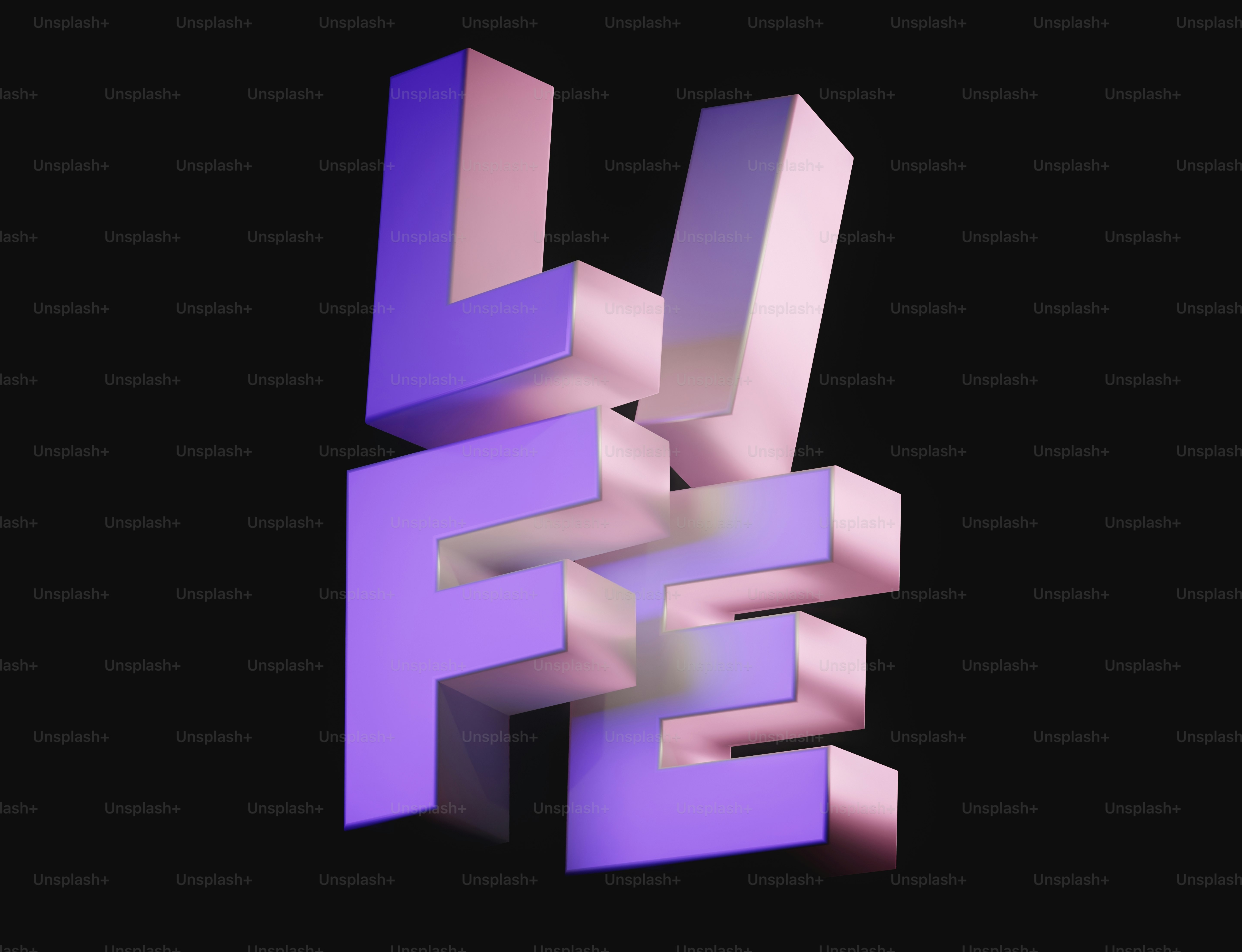 a purple and pink logo on a black background