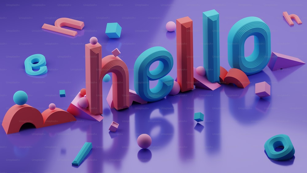 A palavra Olá soletrada em letras 3D