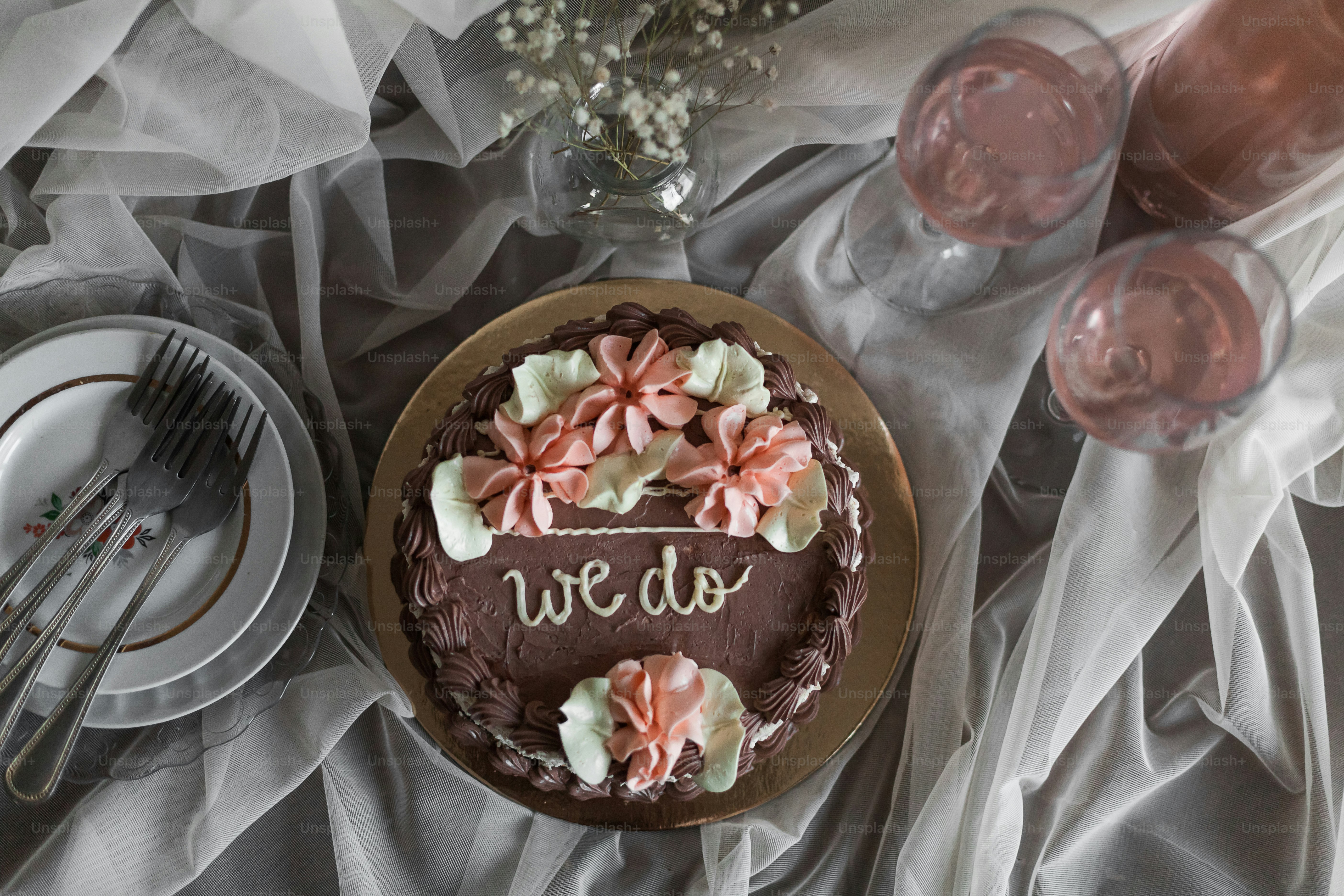 a chocolate cake sitting on top of a table