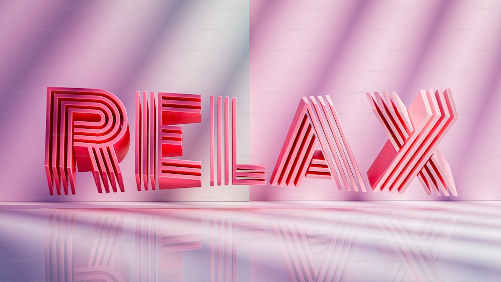 the word relax is made up of red letters