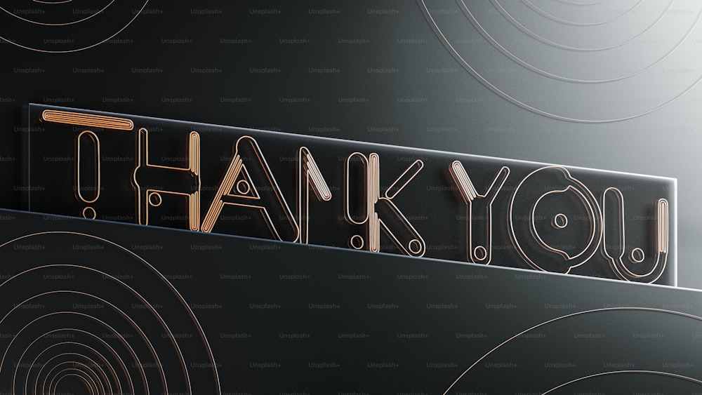 a metal sign that says thank you